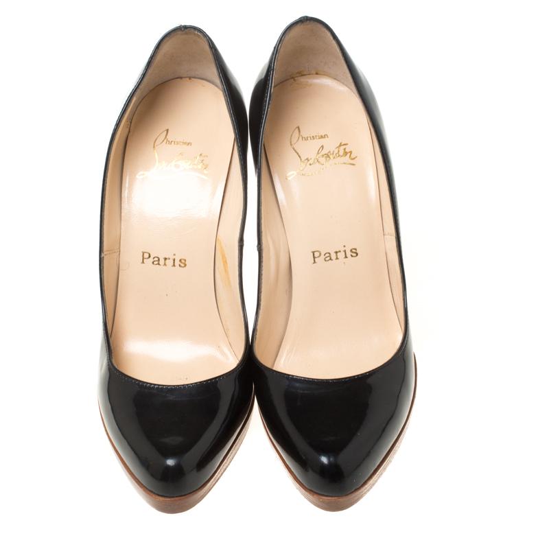 This pair of Christian Louboutin pumps is a timeless classic. They are crafted from patent leather and feature platforms, 11 cm heels and leather insoles. Have a spectacular day out while flaunting this pair of black beauties.

Includes: The Luxury