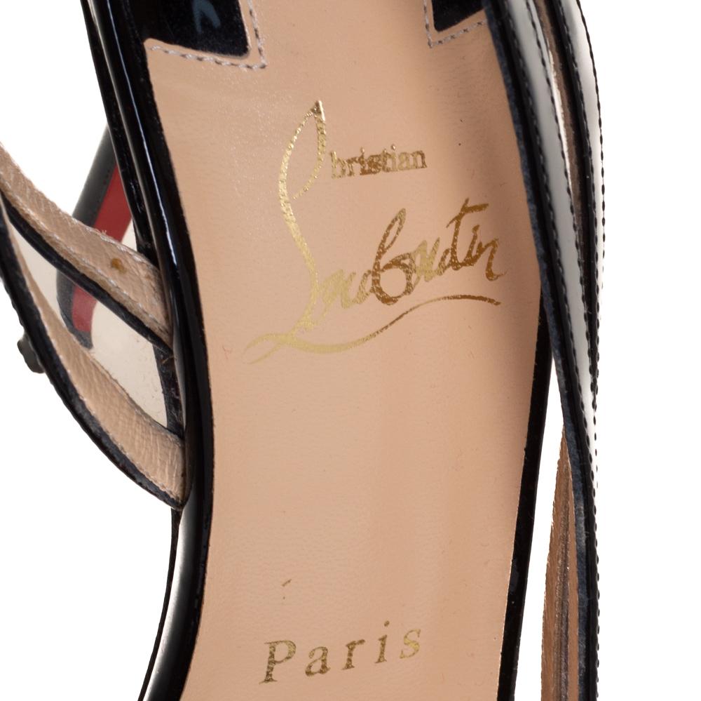 Christian Louboutin Black Patent Leather & PVC Paralili Slingback Pumps Size 37 2