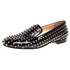 Christian Louboutin Black Patent Leather Rollerboy Spike Loafers Size 40