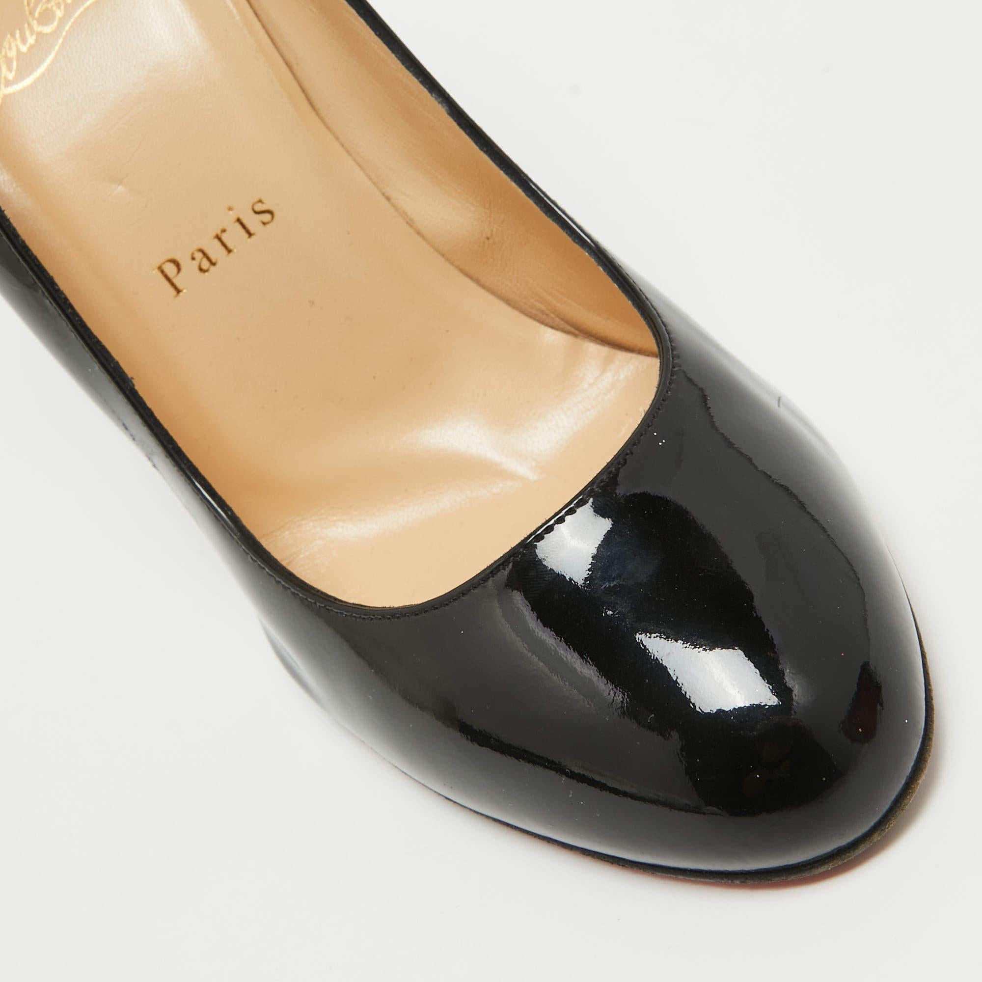 Christian Louboutin Black Patent Leather Ron Ron Pumps Size 38.5 3