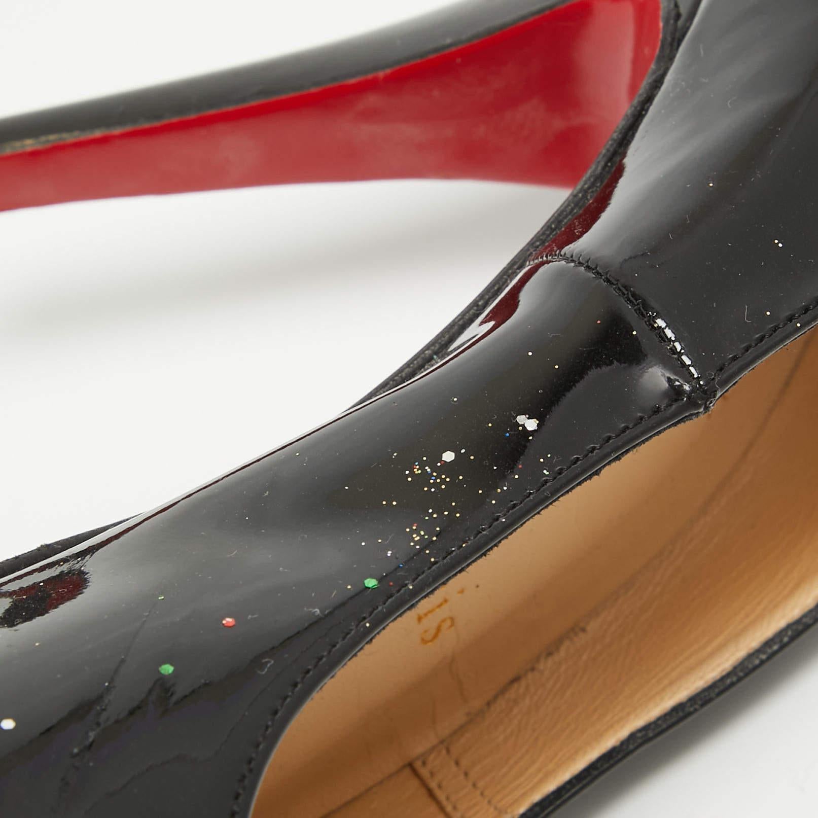 Christian Louboutin Black Patent Leather Ron Ron Pumps Size 38.5 4