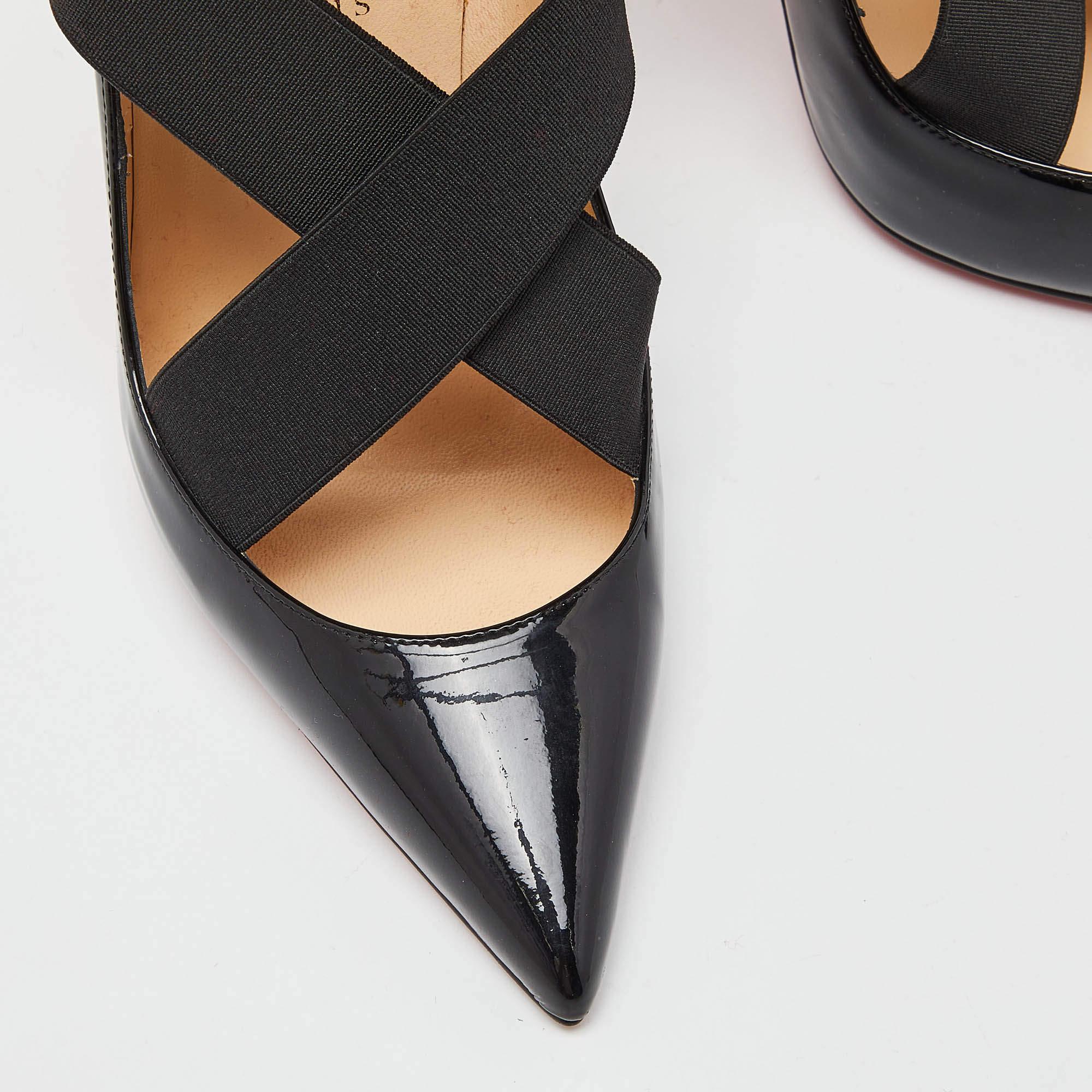 Women's Christian Louboutin Black Patent Leather Sharpstagram Pointed Toe Pumps