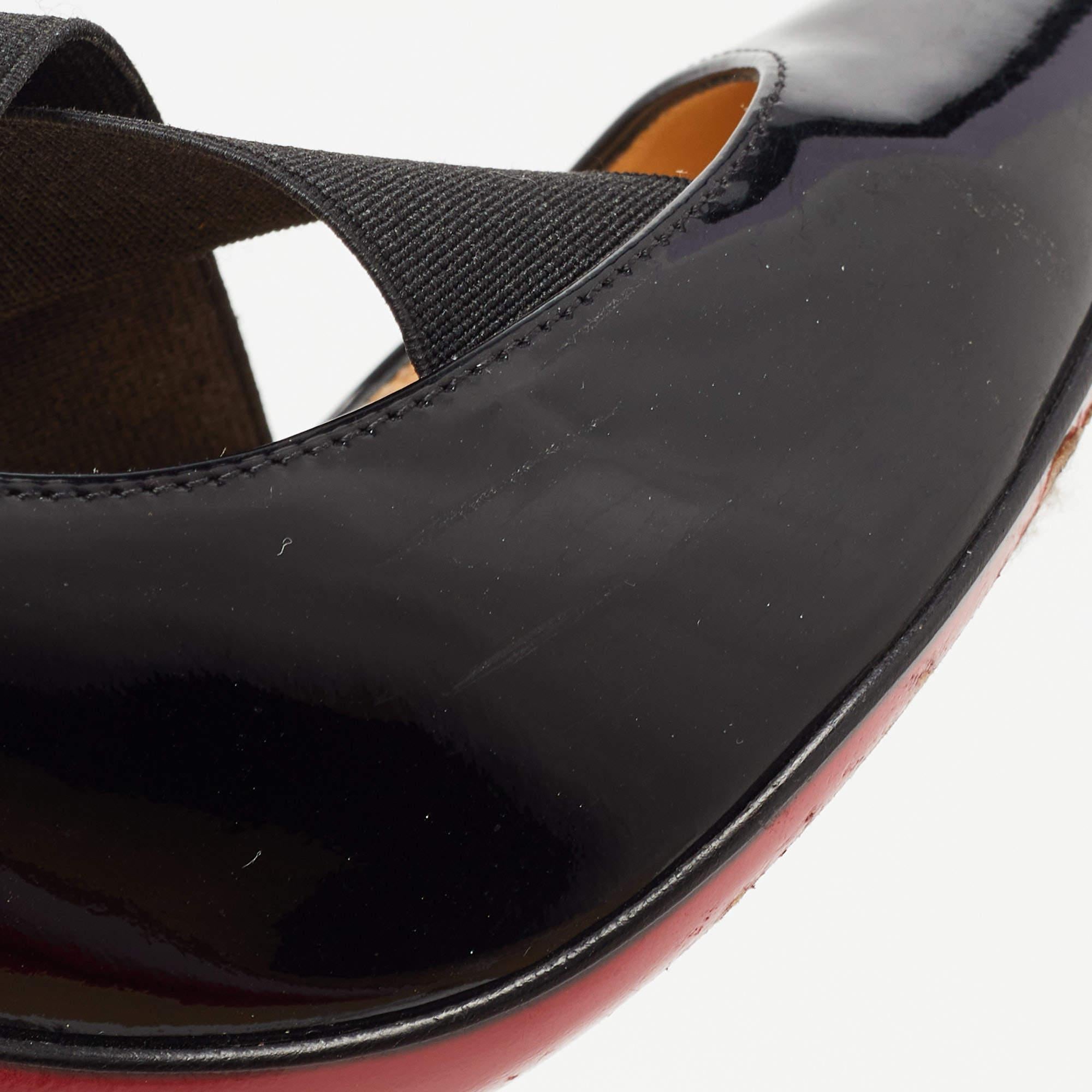 Women's Christian Louboutin Black Patent Leather Sharpstagram Pumps Size 36