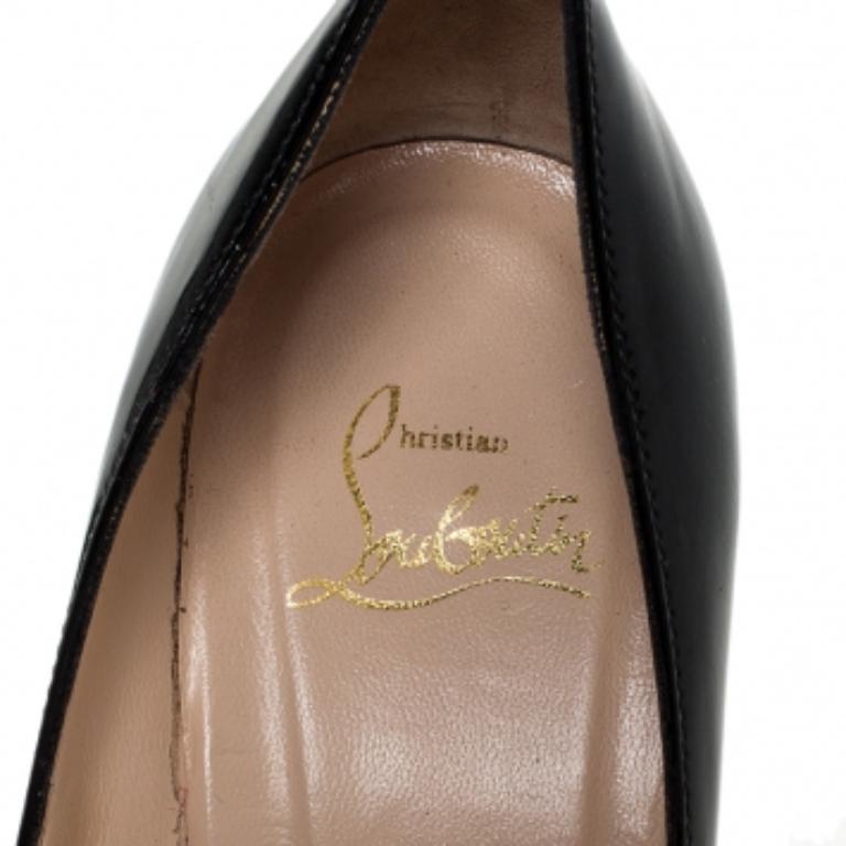 Christian Louboutin Shelley Peep Toe Pump en cuir verni noir Taille 37.5 en vente 3