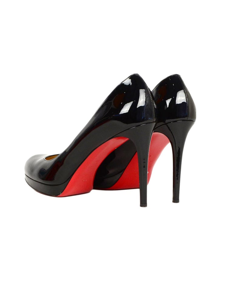 Christian Louboutin Black Patent Leather Simple Pump Sz 41 W/ DB at 1stDibs