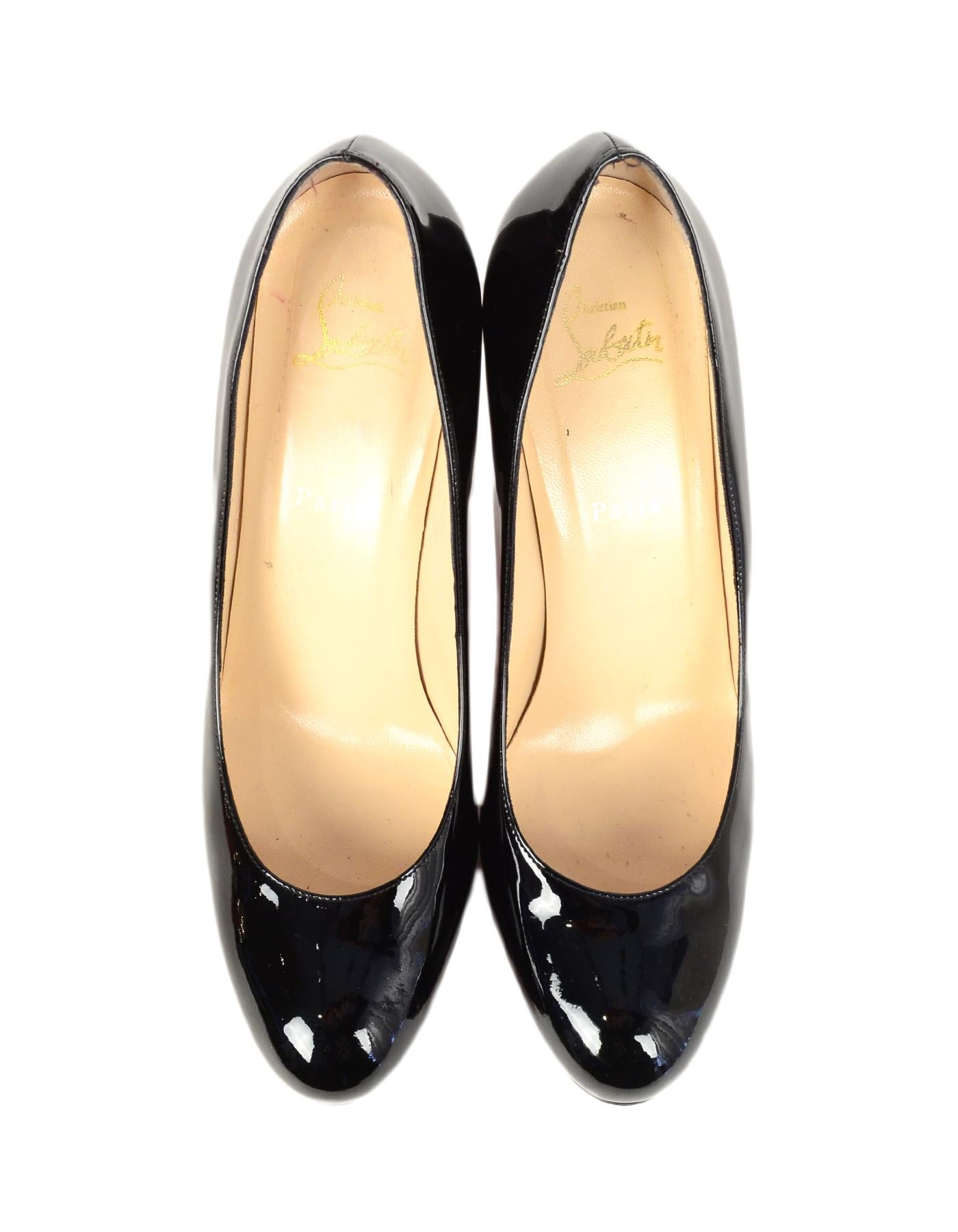 Christian Louboutin Black Patent Leather Simple Pump Sz 41 W/ DB 1