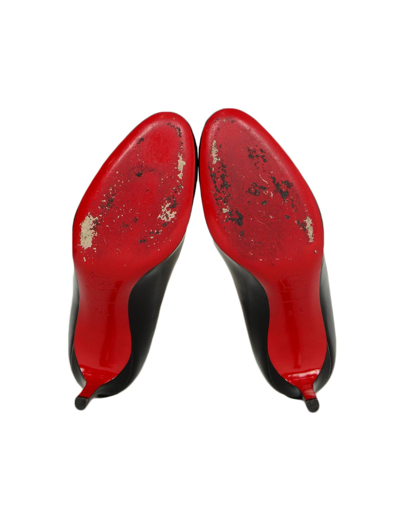 Christian Louboutin Black Patent Leather Simple Pumps 70 sz 37.5 In Excellent Condition In New York, NY