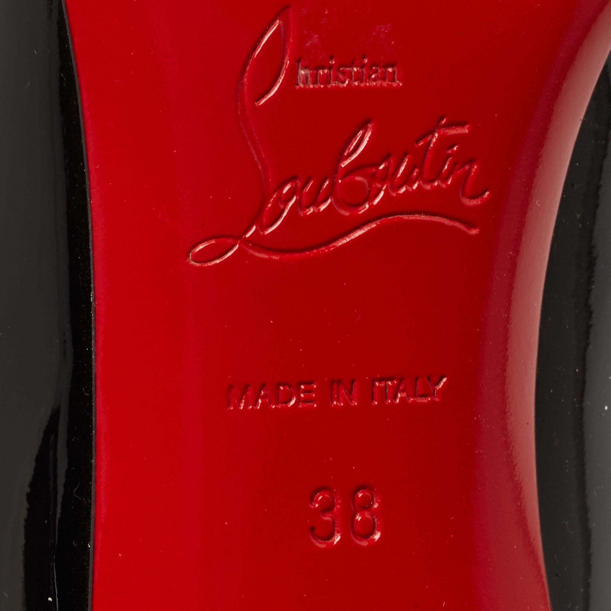 Women's Christian Louboutin Black Patent Leather Simple Pumps Size 38