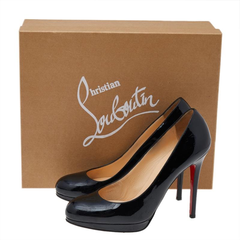 Christian Louboutin Black Patent Leather Simple Round Toe Pumps Size 37.5 1