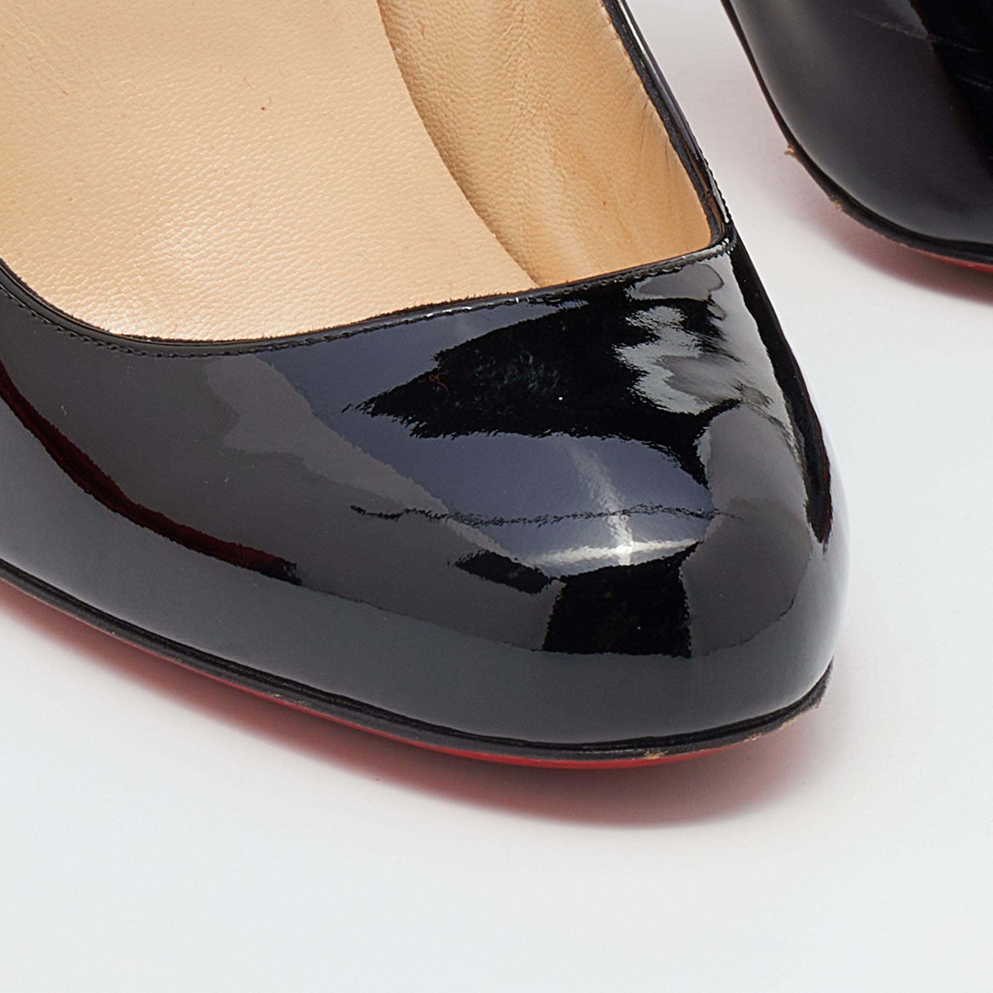 Christian Louboutin Noir Cuir Breveté Simple Round Toe Pumps Size 38 1