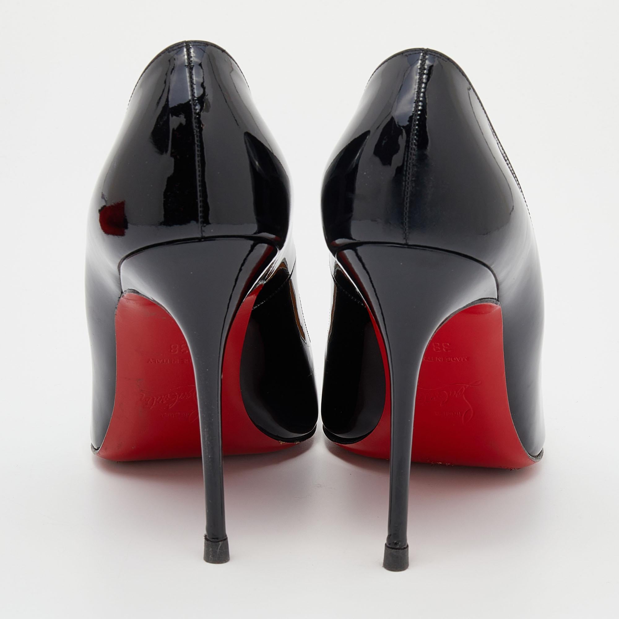 Christian Louboutin Noir Cuir Breveté Simple Round Toe Pumps Size 38 2
