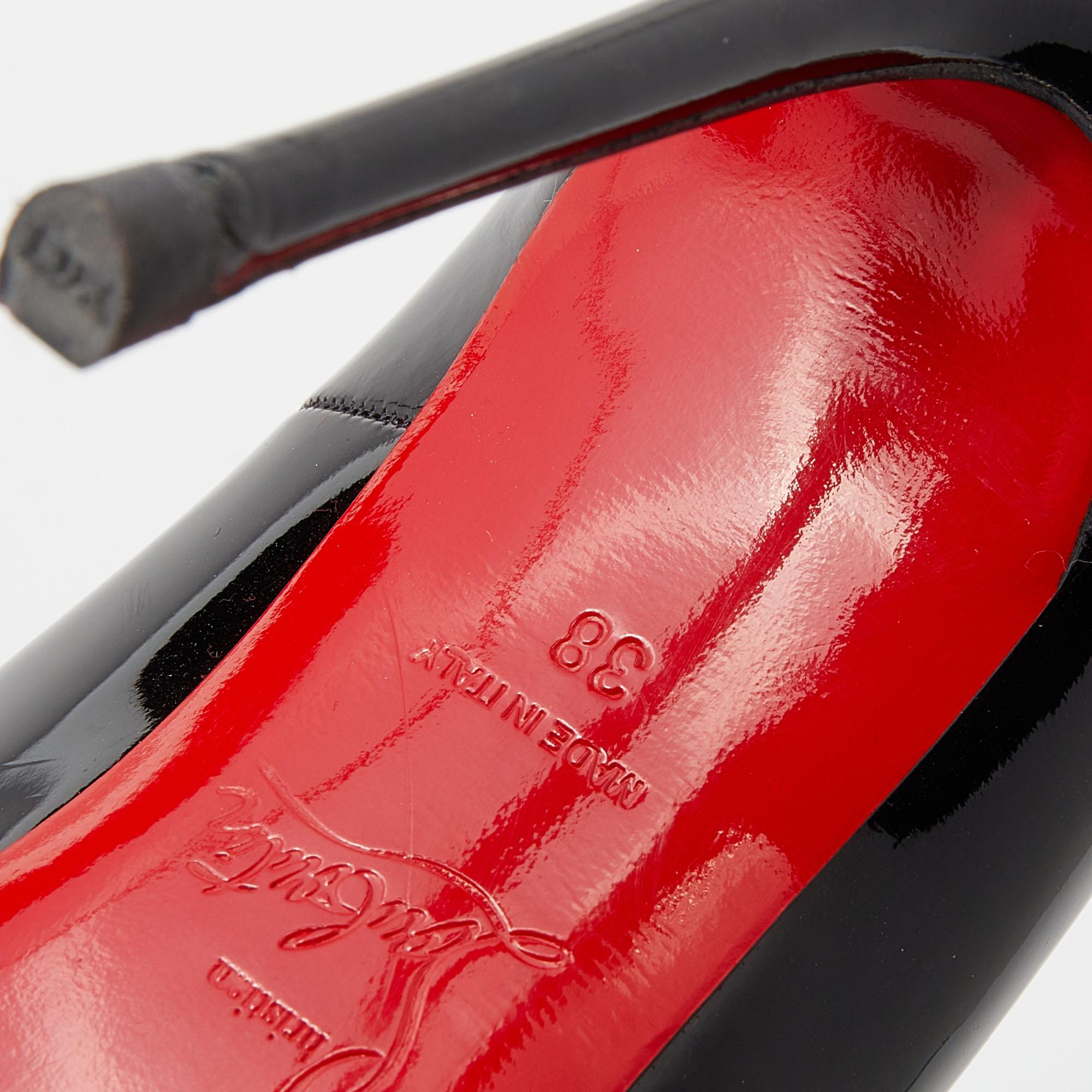 Christian Louboutin Noir Cuir Breveté Simple Round Toe Pumps Size 38 4