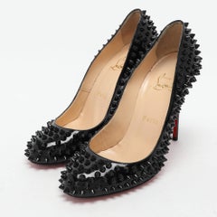 Christian Louboutin Black Patent Leather Simple Spike Pumps Size 37.5