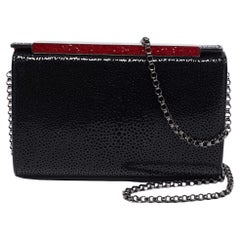 Christian Louboutin Black Patent Leather Small Vanite Chain Clutch