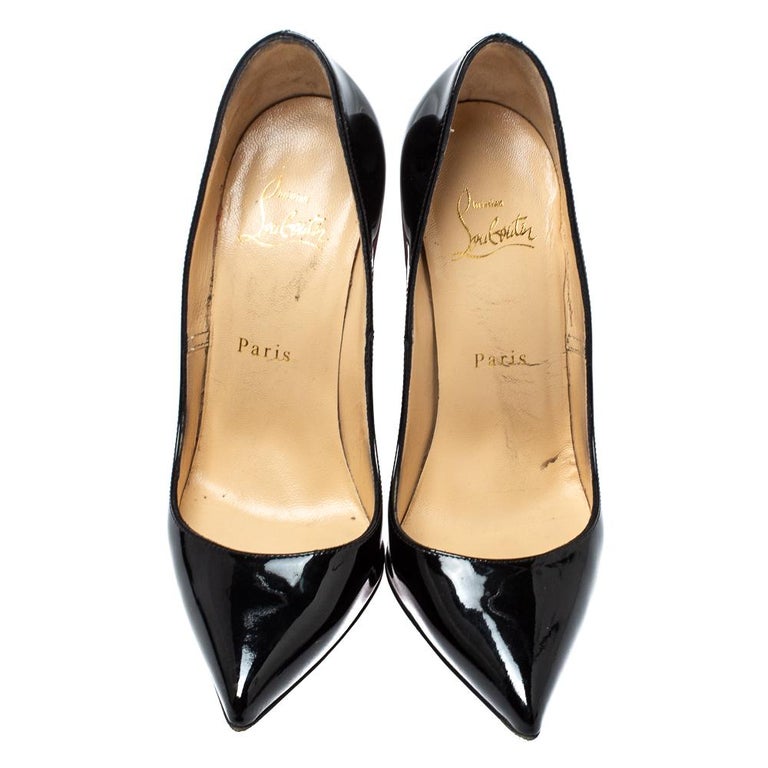 Christian Louboutin Black Patent Leather So Kate Pointed Toe Pumps Size ...