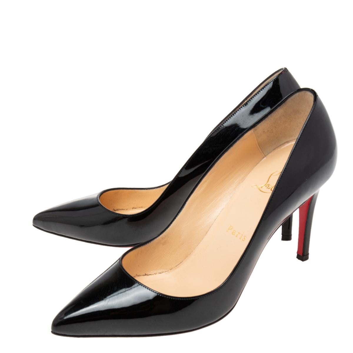 Christian Louboutin Black Patent Leather So Kate Pointed Toe Pumps Size 38.5 In Good Condition In Dubai, Al Qouz 2