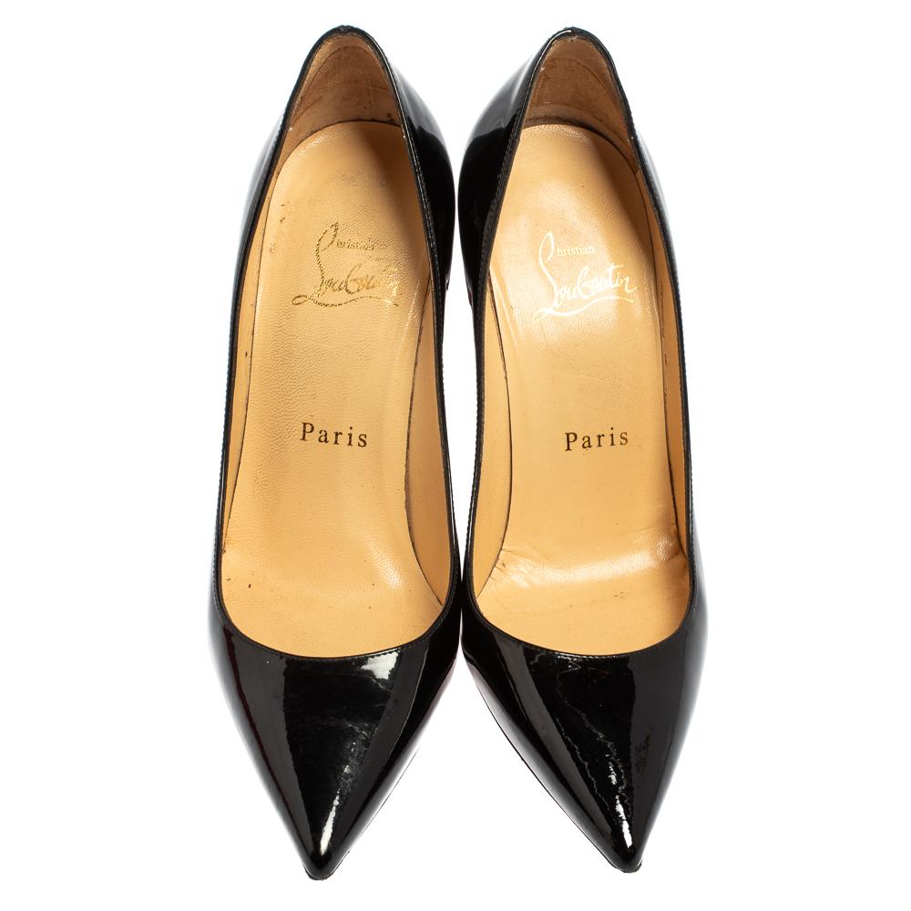 Women's Christian Louboutin Black Patent Leather So Kate Pumps Size 35