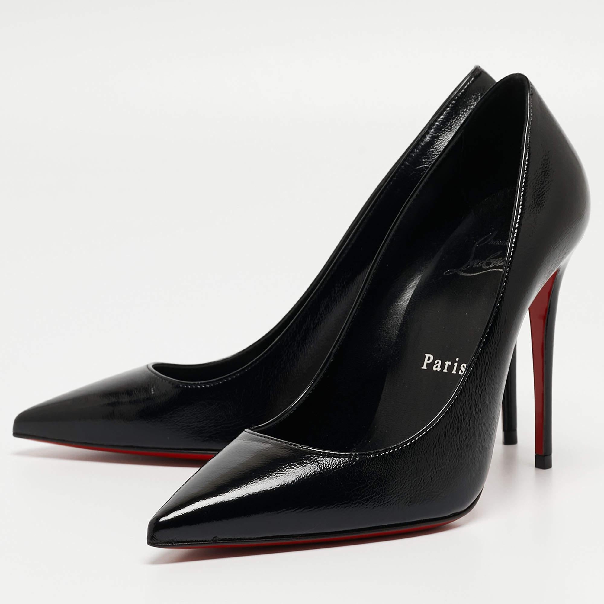 Women's Christian Louboutin Black Patent Leather So Kate Pumps Size 36 For Sale