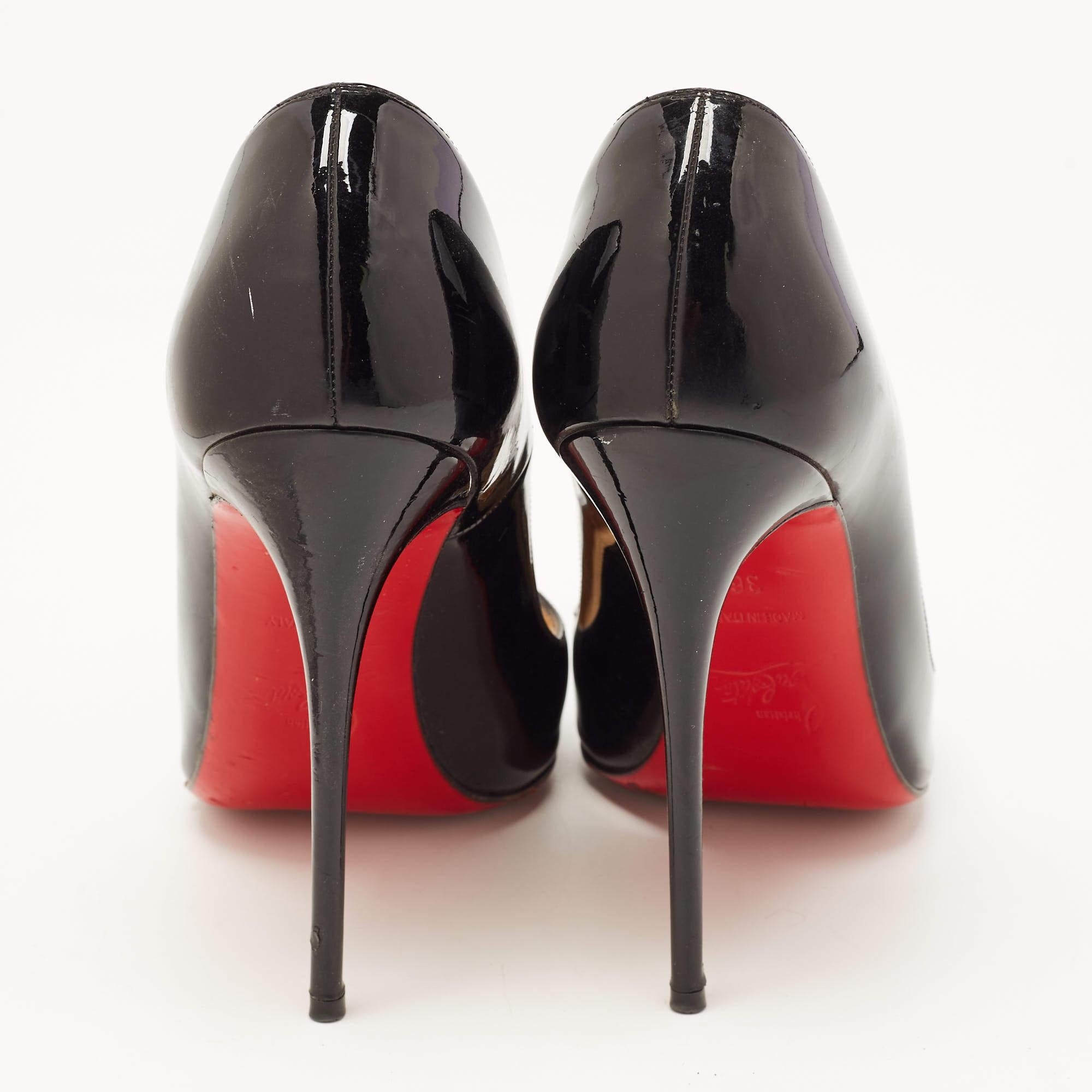 Women's Christian Louboutin Black Patent Leather So Kate Pumps Size 36 For Sale