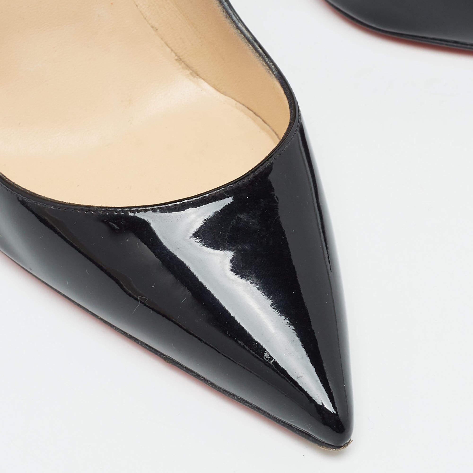 Women's Christian Louboutin Black Patent Leather So Kate Pumps Size 39