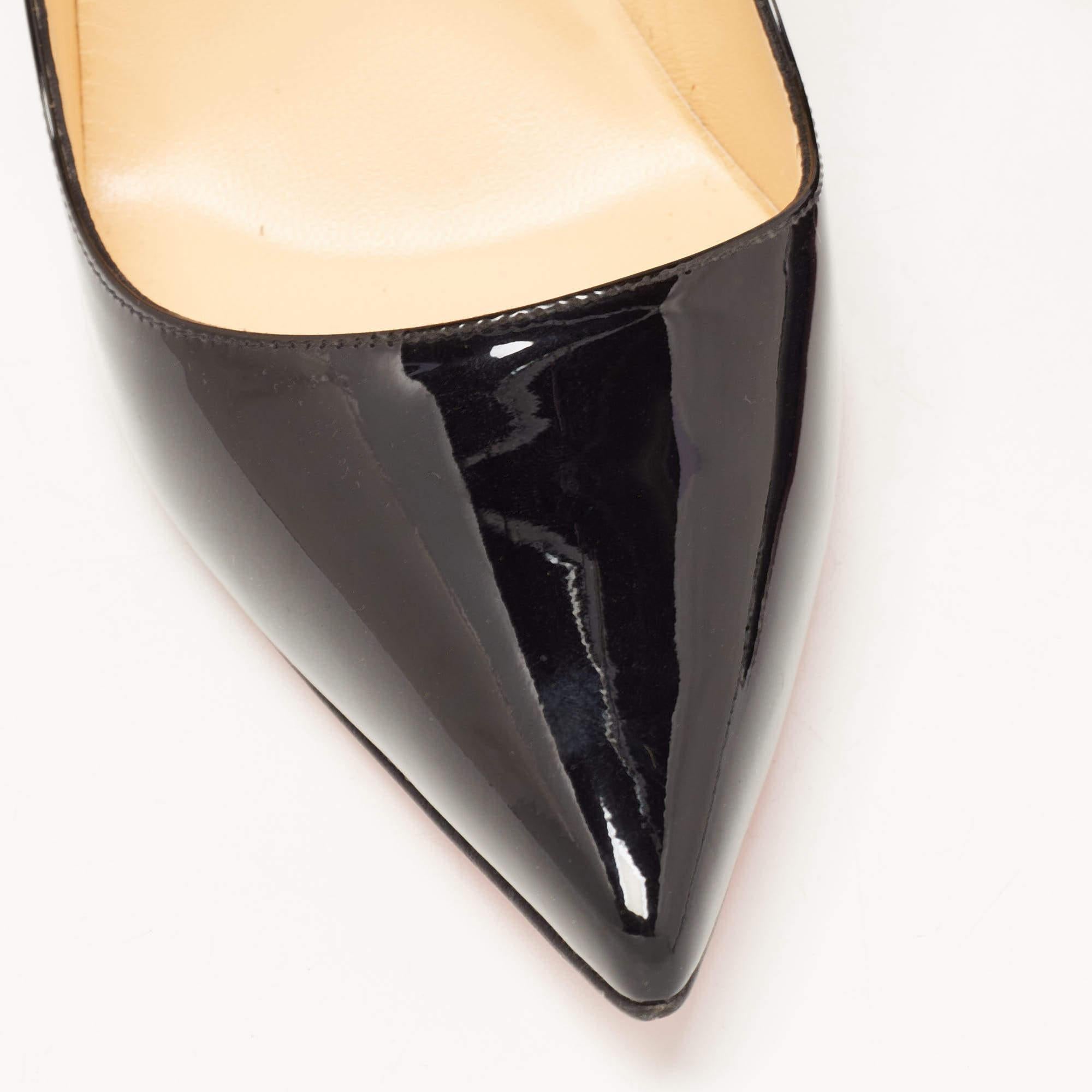Women's Christian Louboutin Black Patent Leather So Kate Pumps Size 41.5