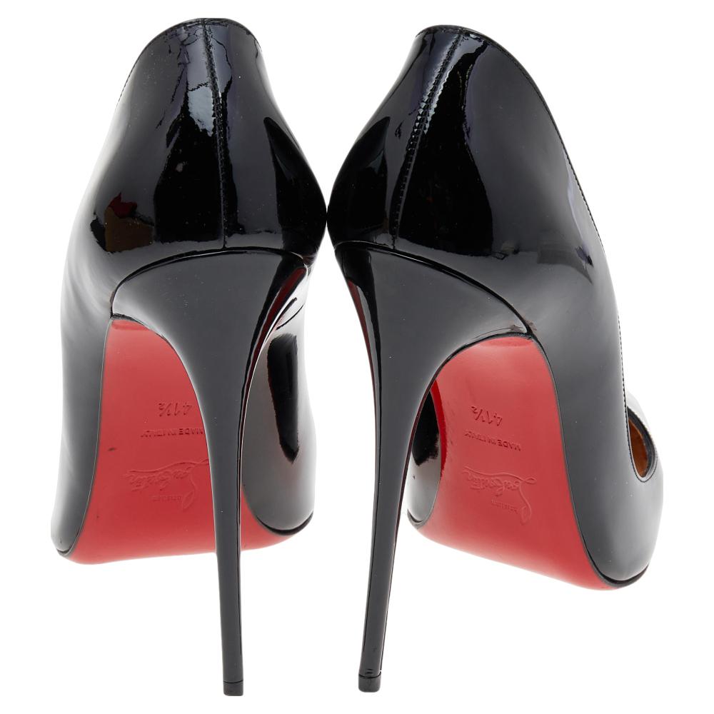Women's Christian Louboutin Black Patent Leather So Kate Pumps Size 41.5