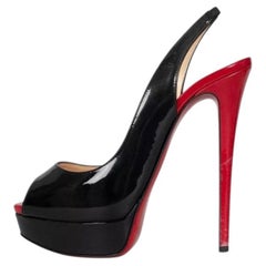Christian Louboutin Schwarzes Lackleder Stiletto Pumps 39