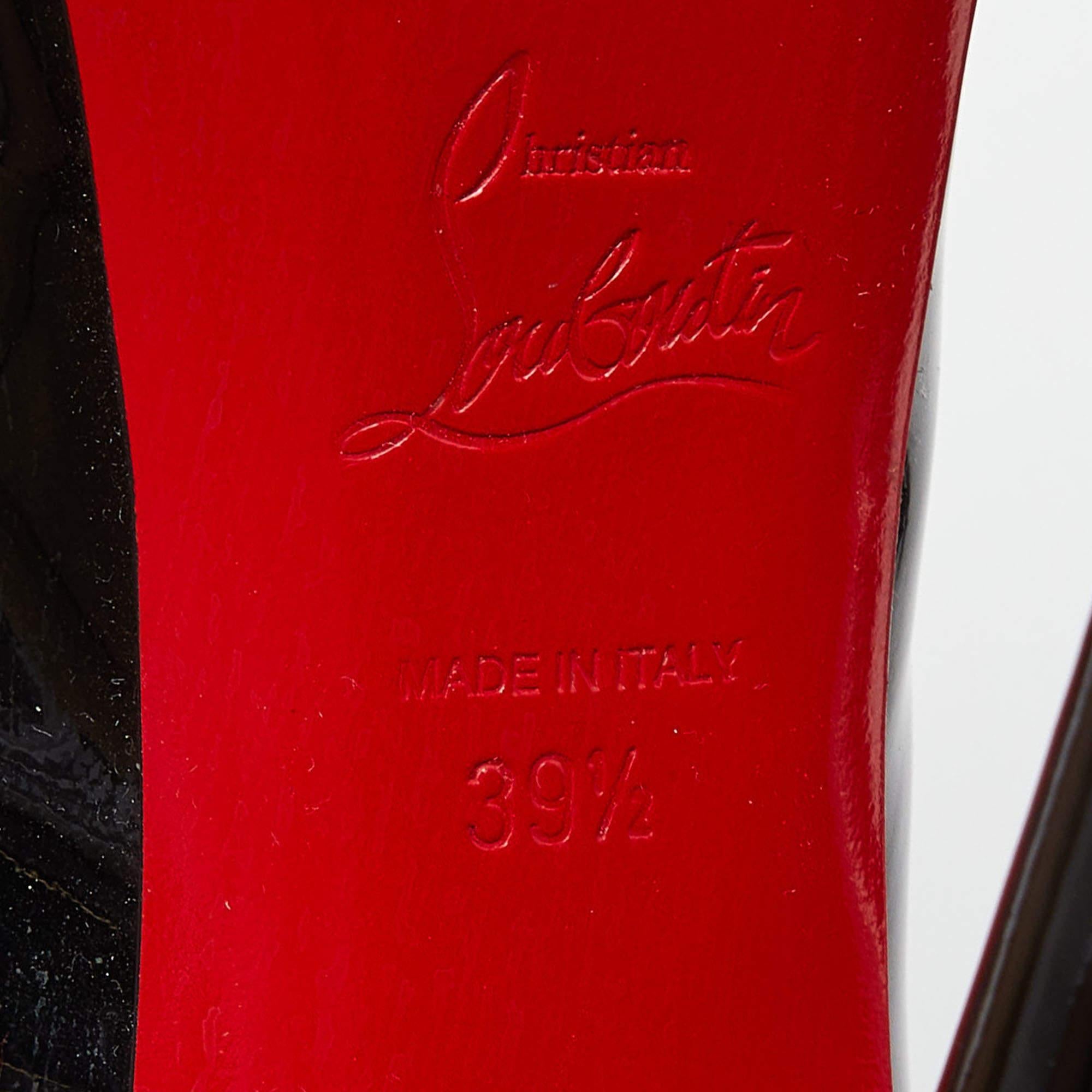 Christian Louboutin Black Patent Leather Vendome 120 Peep Toe Pumps Size 39.5 For Sale 3