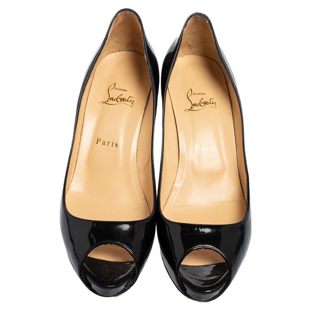 Christian Louboutin Schwarz Lackleder Sehr Prive Peep-Toe Pumps Größe 40,5 Damen