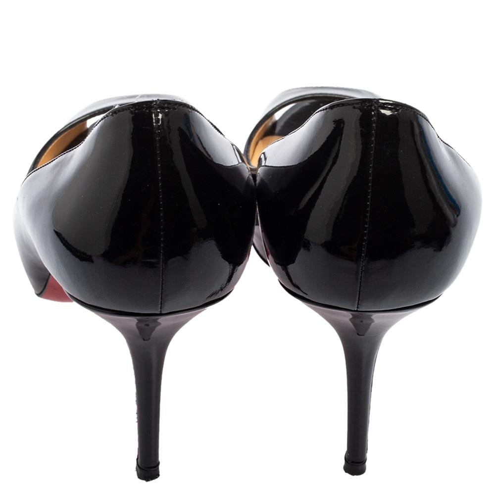Christian Louboutin Schwarz Lackleder Sehr Prive Peep-Toe Pumps Größe 40,5 1