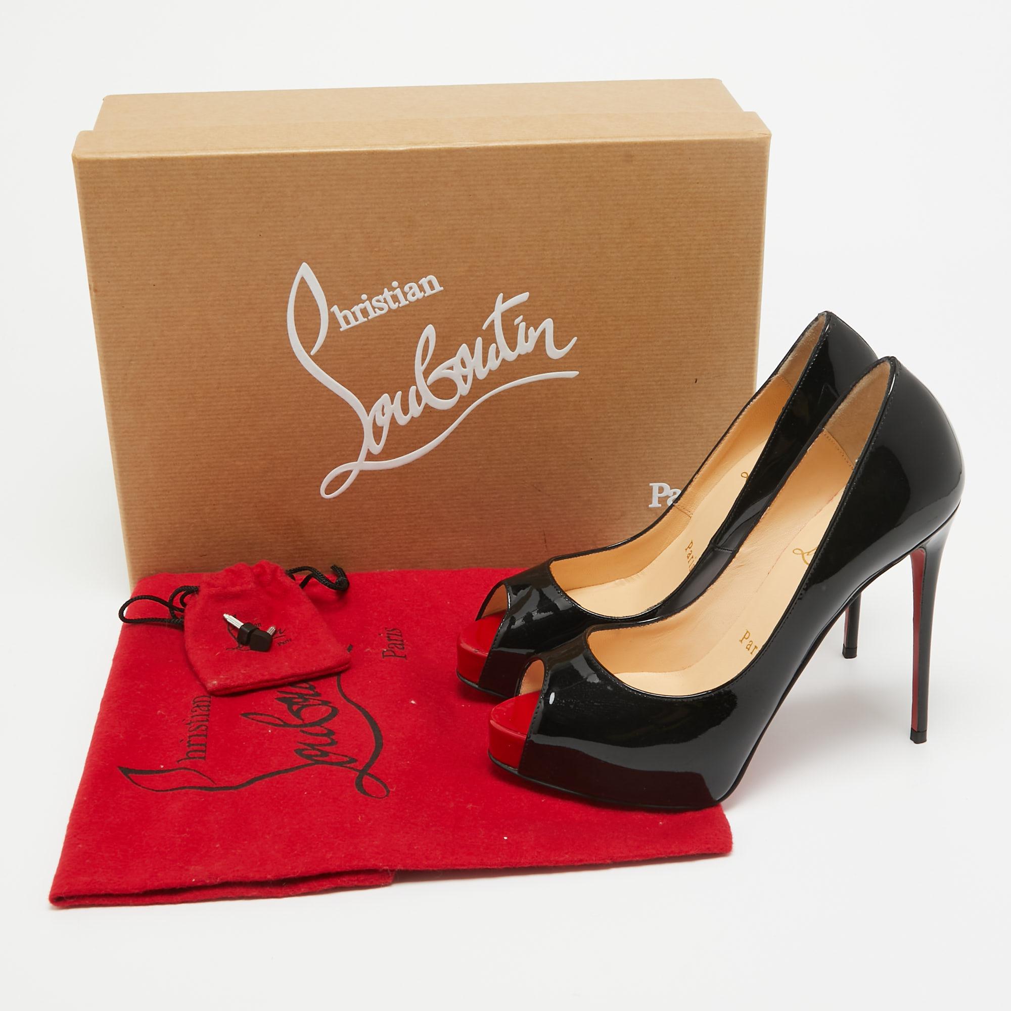 Christian Louboutin Black Patent Leather Very Prive Pumps Size 34 1
