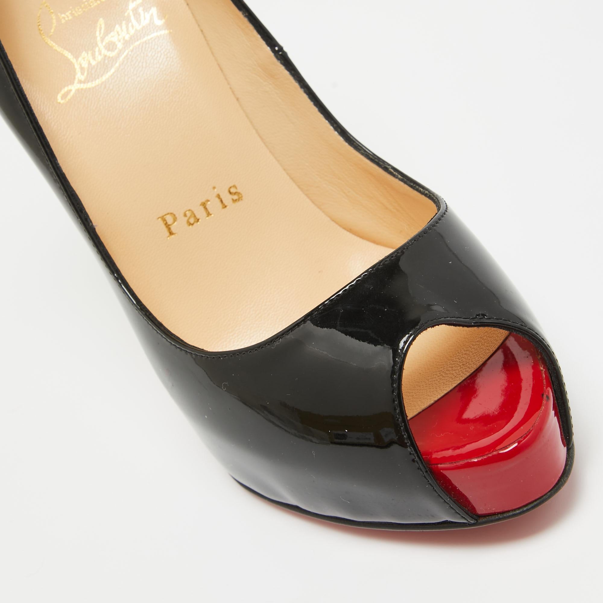 Christian Louboutin Black Patent Leather Very Prive Pumps Size 34 For Sale 4