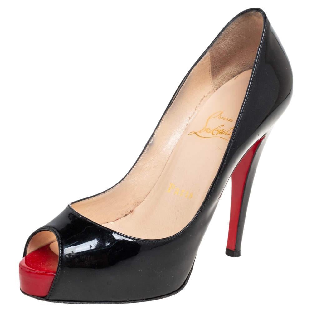 Christian Louboutin Black Patent Leather Very Prive Pumps Size 35 For Sale 4