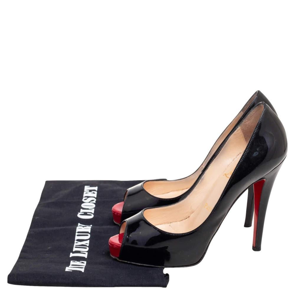 Christian Louboutin Black Patent Leather Very Prive Pumps Size 35 For Sale 5