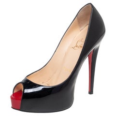 Christian Louboutin Black Patent Leather Very Prive Pumps Size 35.5