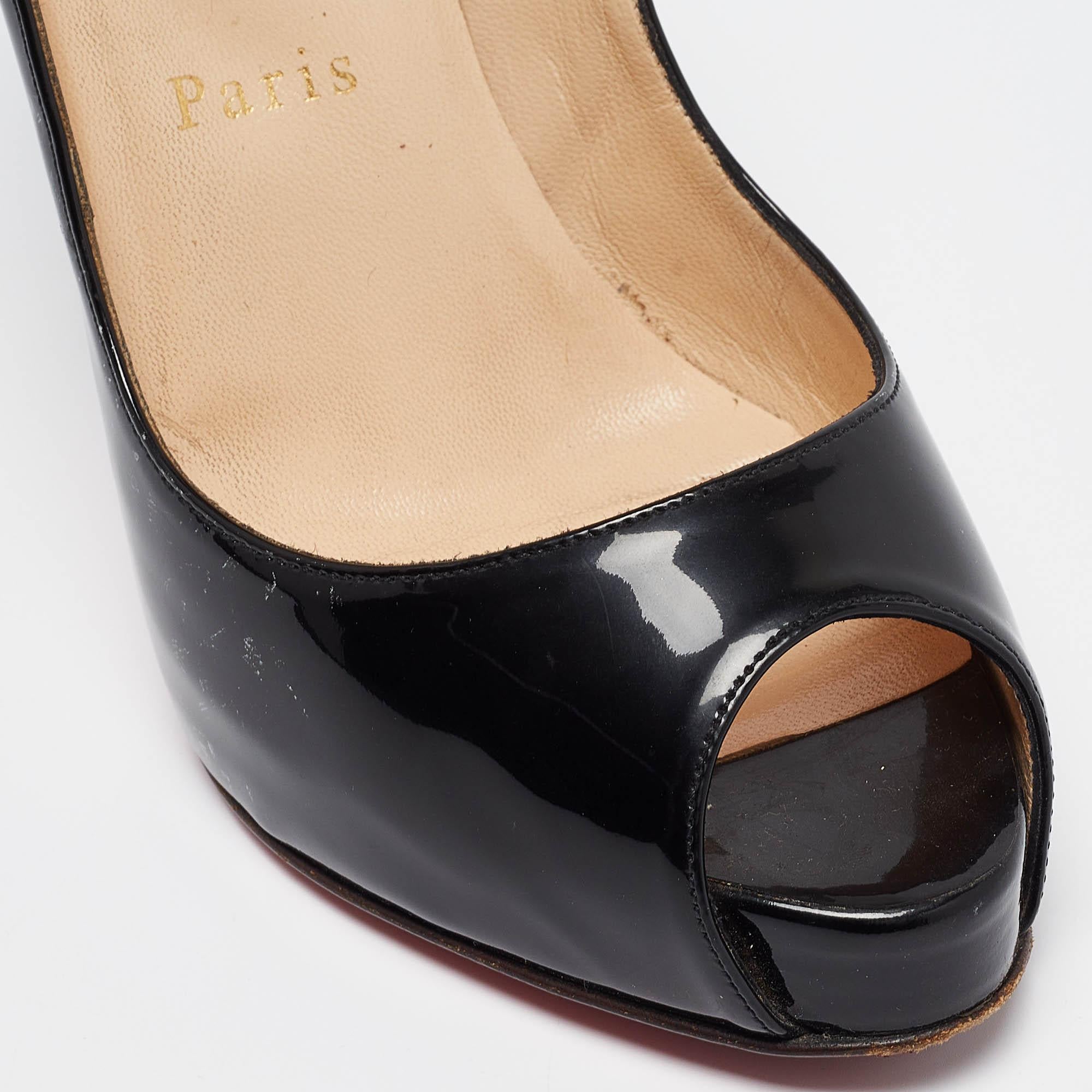 Christian Louboutin Black Patent Leather Very Prive Pumps Size 36 3