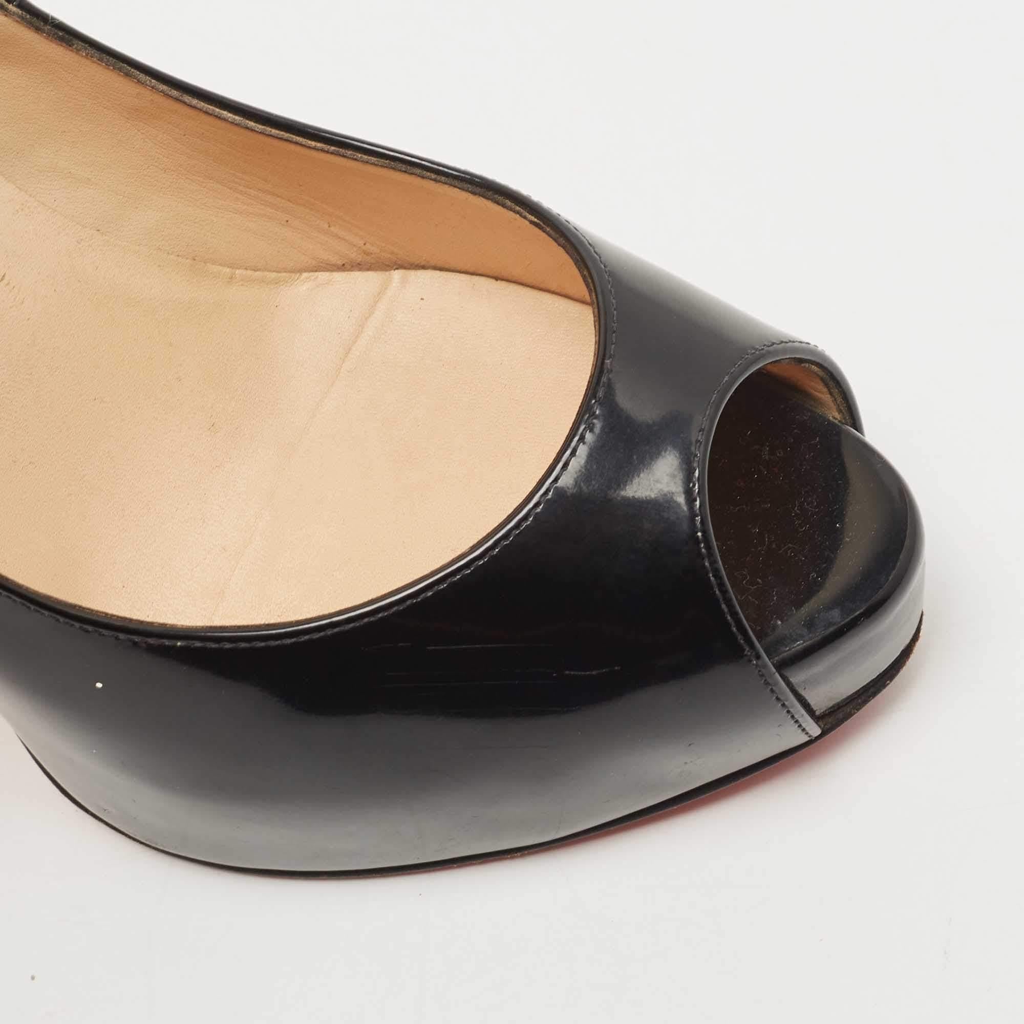 Christian Louboutin Black Patent Leather Very Prive Pumps Size 36.5 For Sale 3