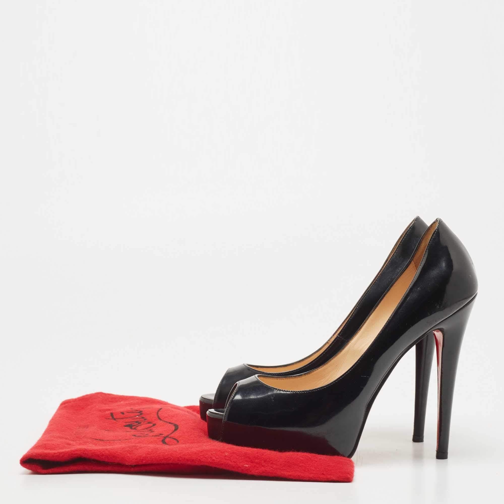 Christian Louboutin Black Patent Leather Very Prive Pumps Size 36.5 For Sale 5