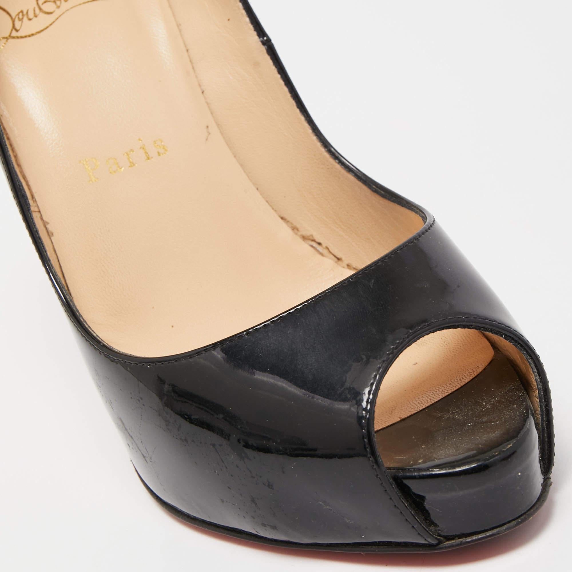 Christian Louboutin Black Patent Leather Very Prive Pumps Size 37 For Sale 3