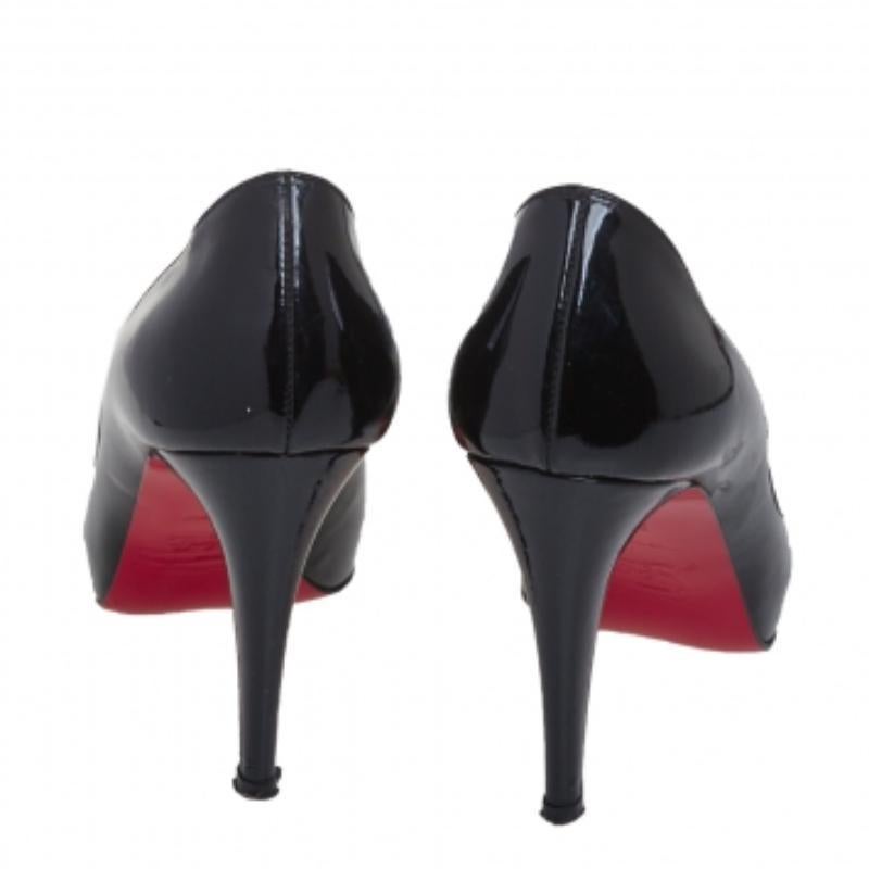 Christian Louboutin Black Patent Leather Very Prive Pumps Size 38 For Sale 2