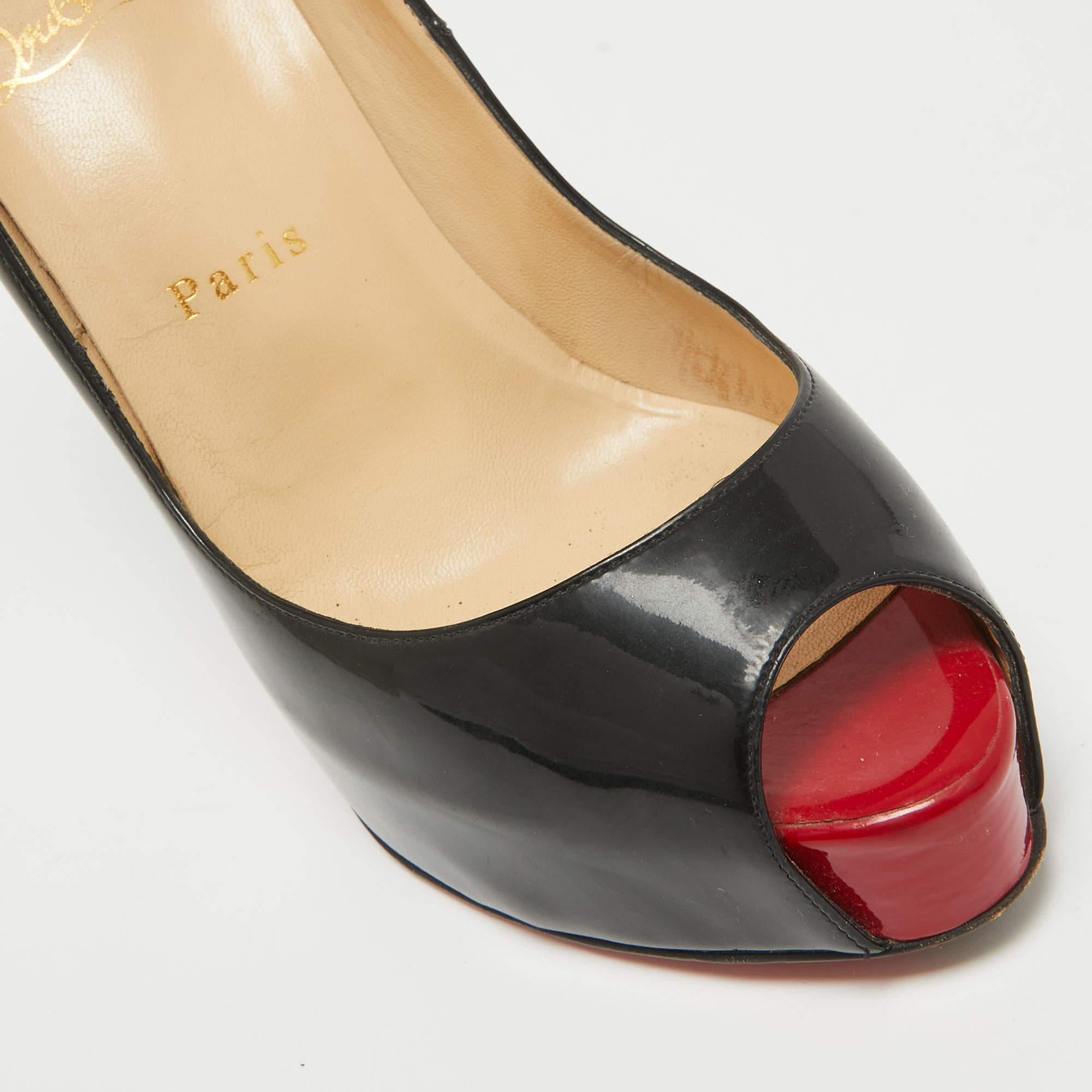 Christian Louboutin Bombas de charol negro Very Prive Talla 38 2