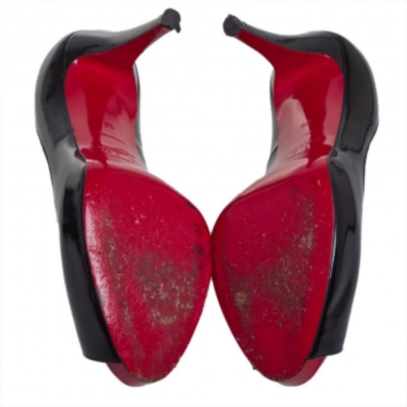 Christian Louboutin Black Patent Leather Very Prive Pumps Size 38 For Sale 3