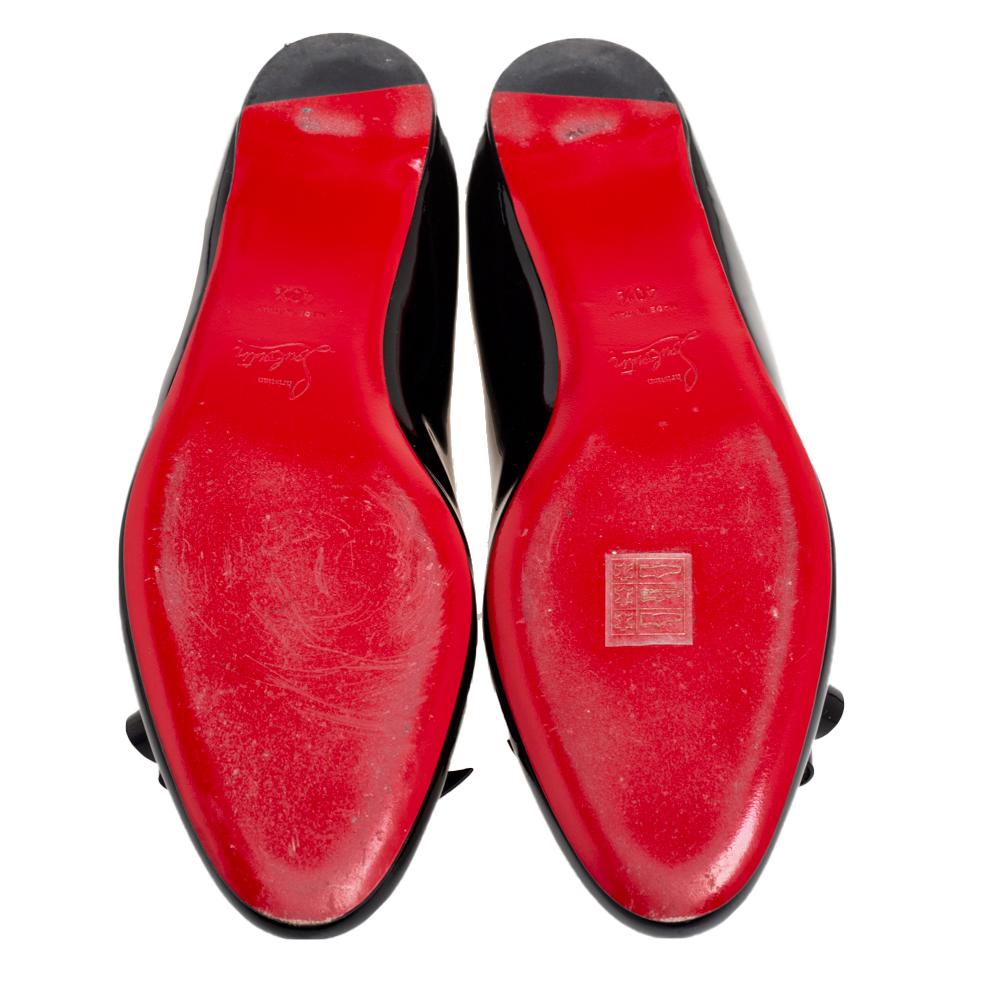 Women's Christian Louboutin Black Patent Leather Vinodo Ballet Flats Size 40.5