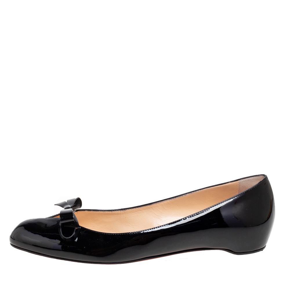 Christian Louboutin Black Patent Leather Vinodo Ballet Flats Size 40.5 1