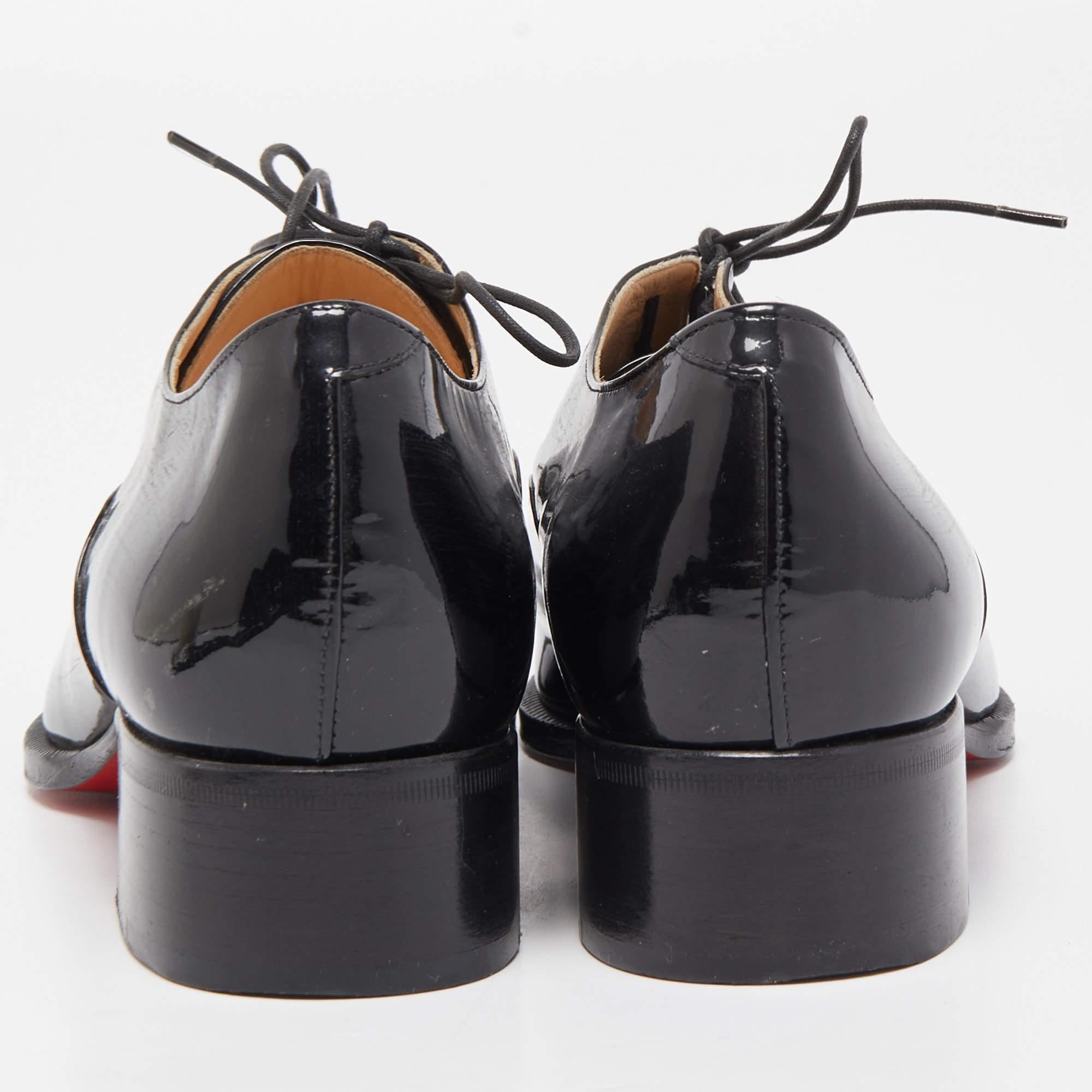Women's Christian Louboutin Black Patent Leather Zazou Oxfords Size 38