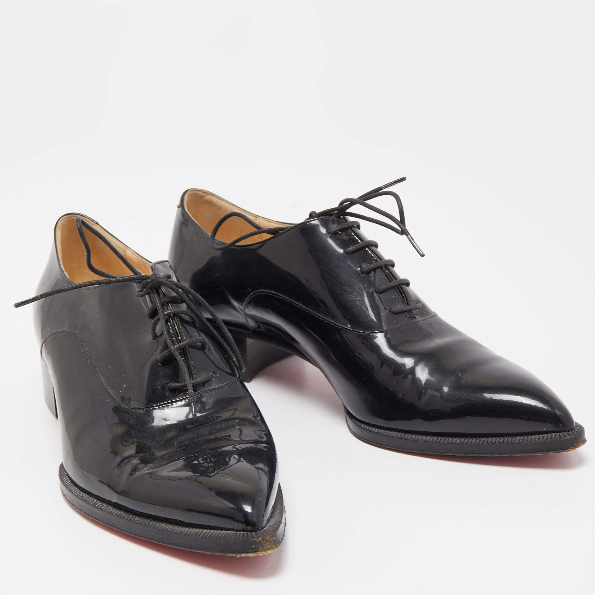 Christian Louboutin Black Patent Leather Zazou Oxfords Size 38 1