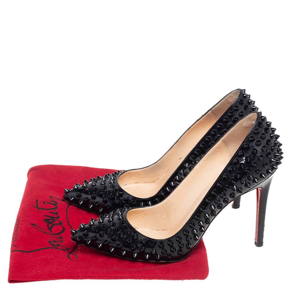 Christian Louboutin Black Patent Pigalle Spikes Pumps Size 37.5 2
