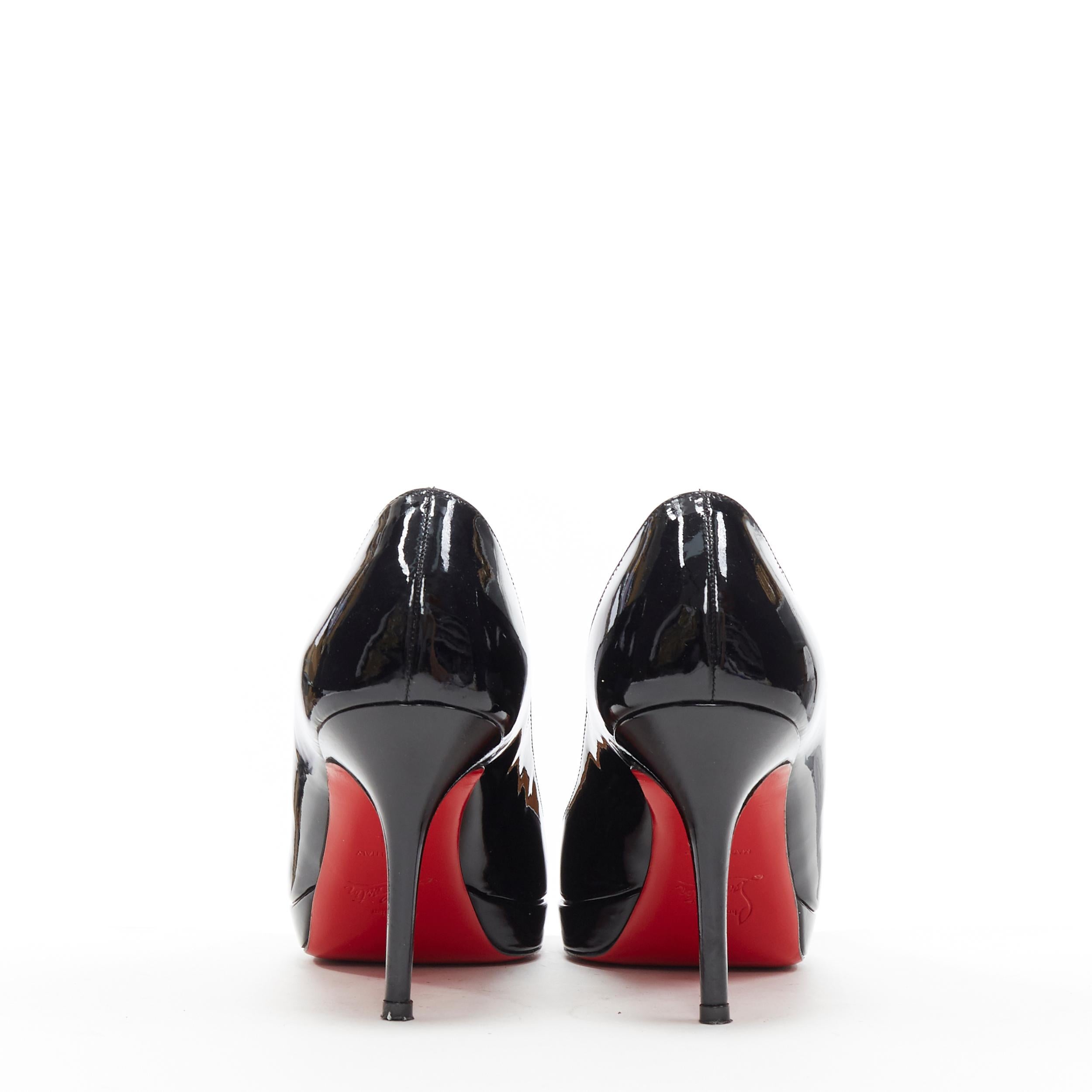 CHRISTIAN LOUBOUTIN black patent platform round toe high heel pump EU36 In Good Condition For Sale In Hong Kong, NT