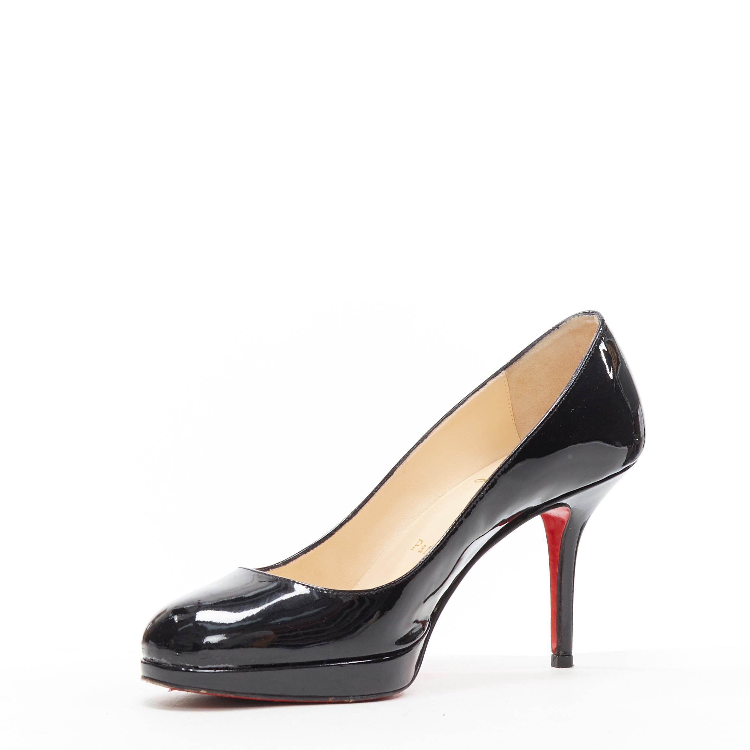 Women's CHRISTIAN LOUBOUTIN black patent platform round toe high heel pump EU36 For Sale
