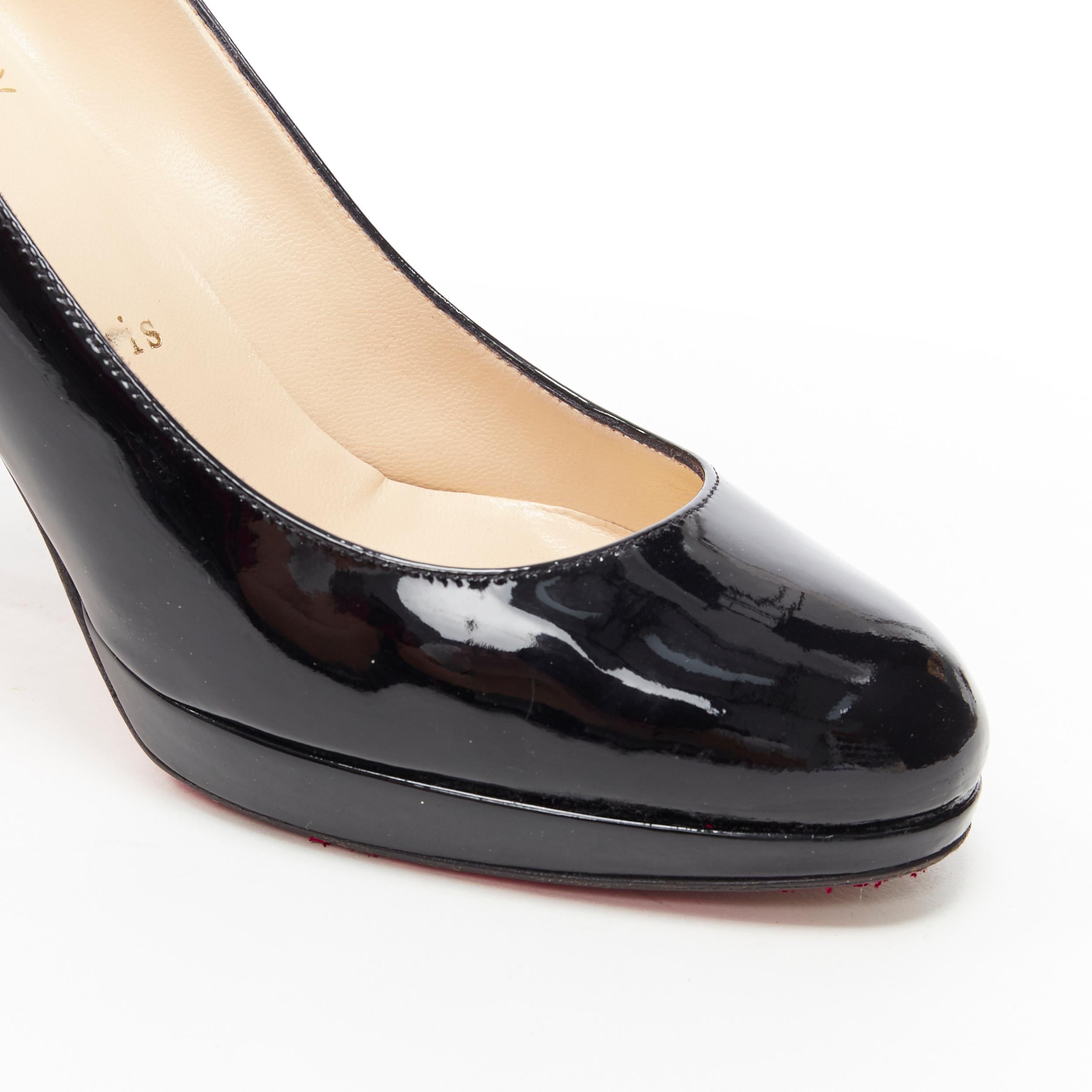 Women's CHRISTIAN LOUBOUTIN black patent platform round toe high heel pump EU36
